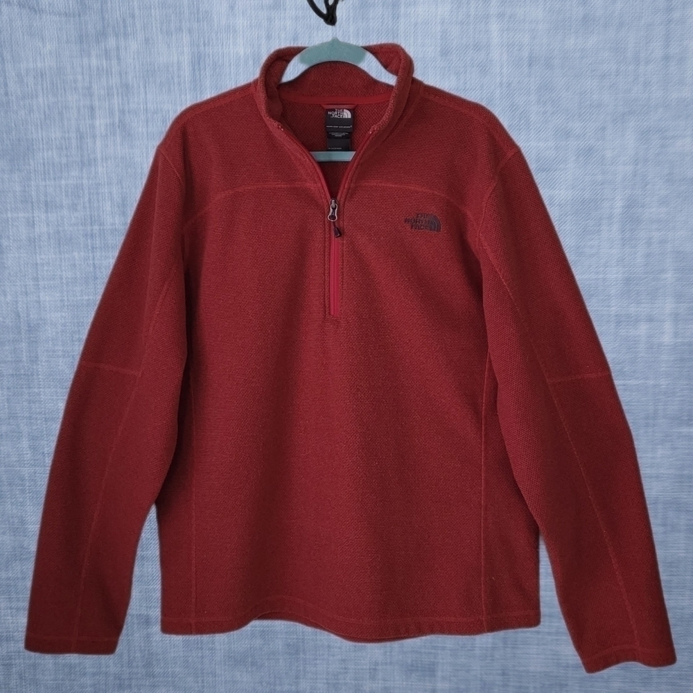 THE NORTH FACE 1/4 Zip Waffle Weave Pullover Maroon / Dark Red Men's L